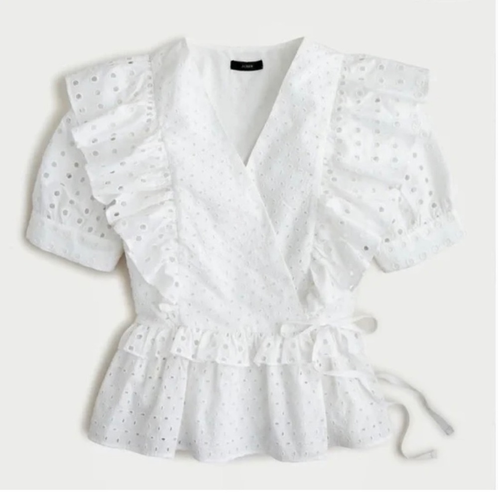 J.Crew Ruffle wrap top in eyelet